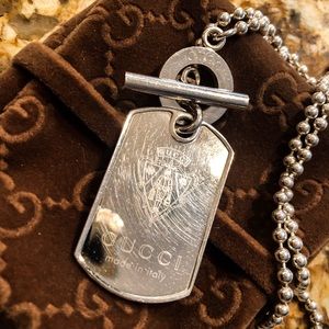 Authentic Gucci men’s dog tag necklace